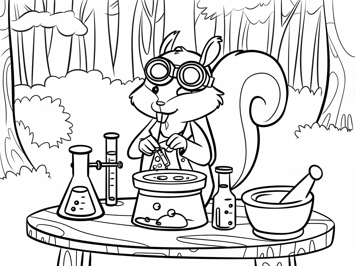 Experimenting Squirrel in the Forest Lab