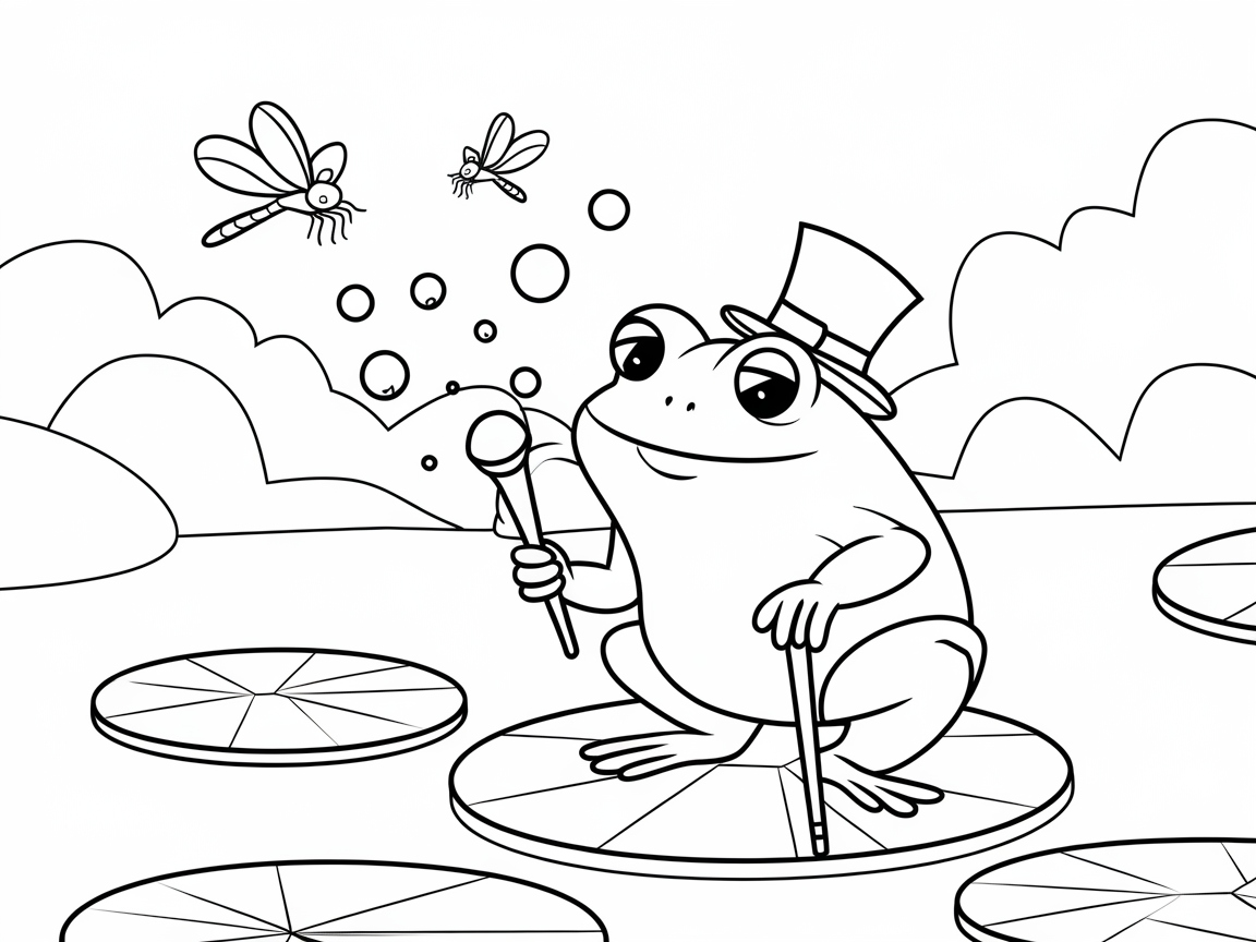 Dapper Frog Bubble Pond Scene