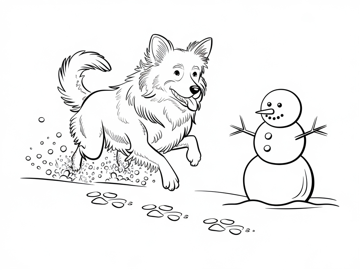 Joyful Border Collie Playing in the Snow