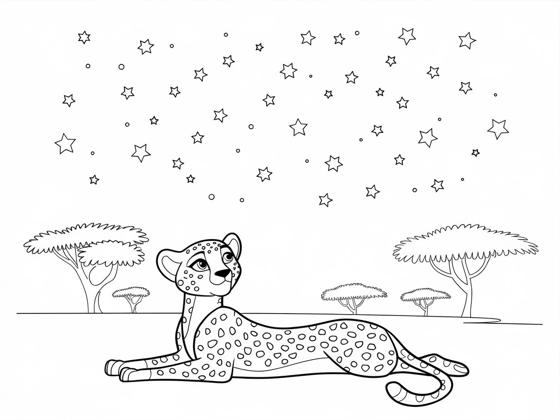 Starry Night Cheetah on the Savanna