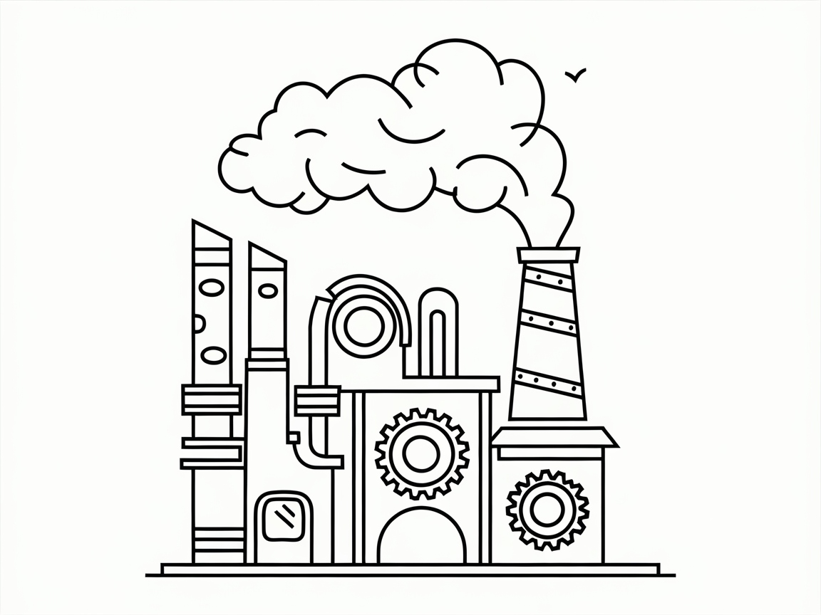 Industrial Factory Chimney Coloring Page