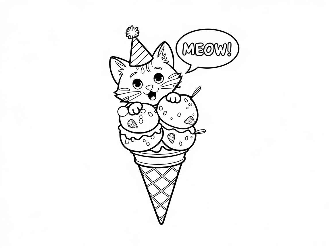 Party Cat in a Cone Celebration