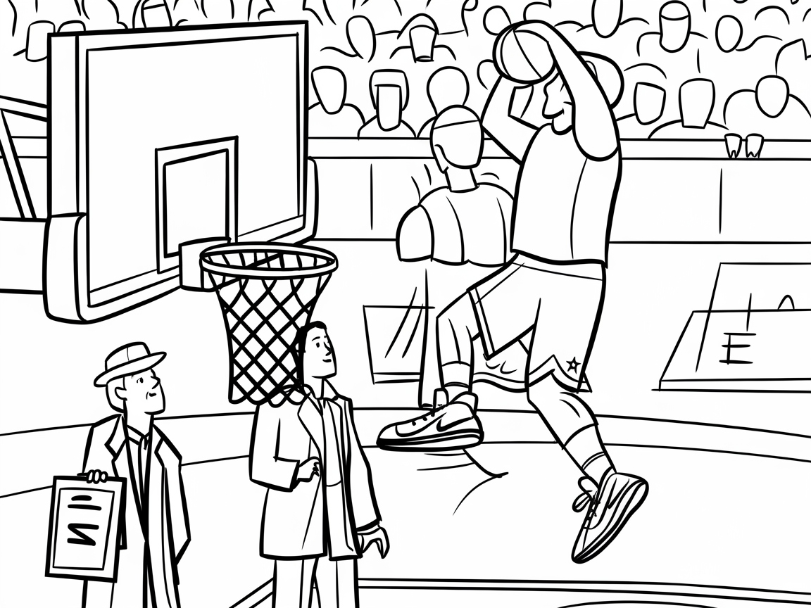 Thrilling Dunk with Spectators Watching
