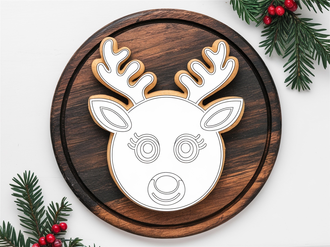 Color This Adorable Reindeer Cookie Design