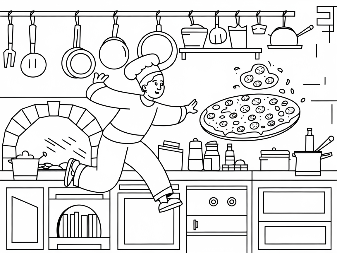 Whip Up Some Fun with This Pizza Tossing Chef Coloring Page