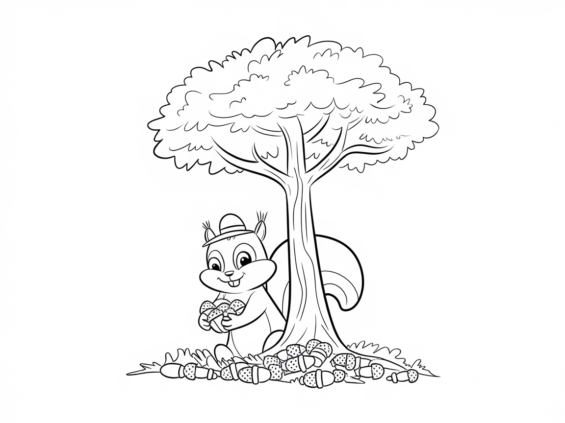 Charming Squirrel Under the Oak Tree