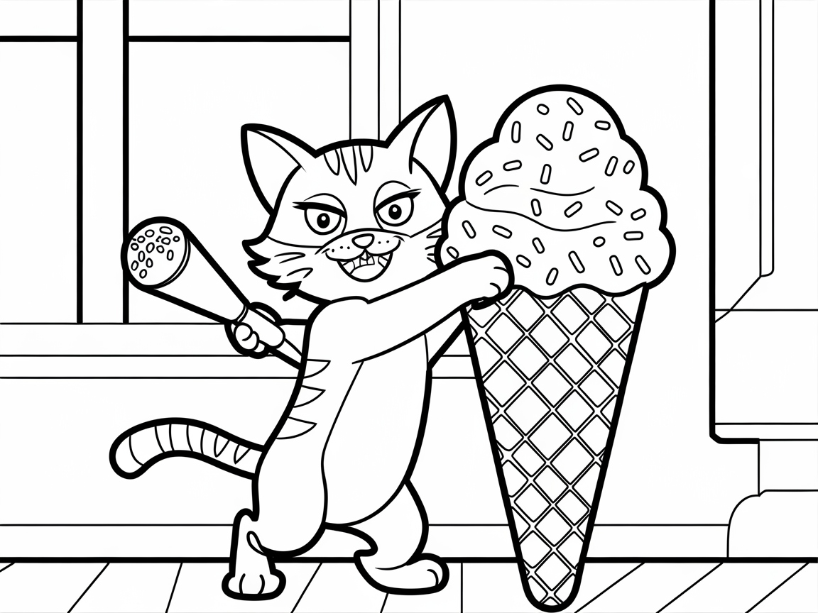 Feline Fun with Giant Ice Cream