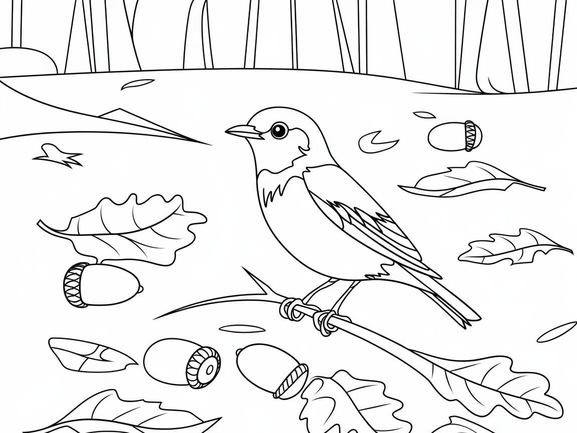 Create a Woodland Wonder with This Bird and Acorn Scene