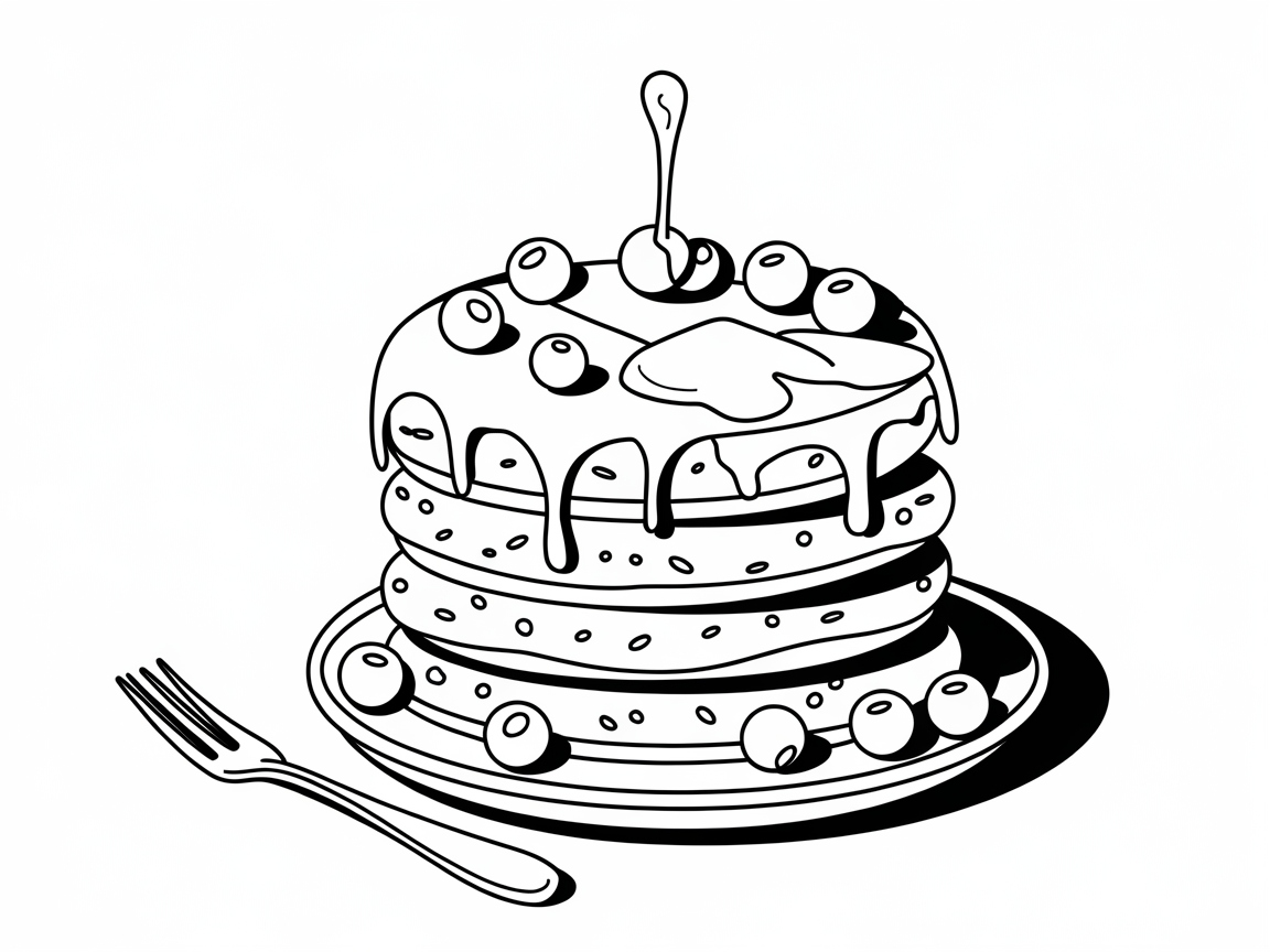 Indulge in This Stack of Pancake Cake Coloring Page