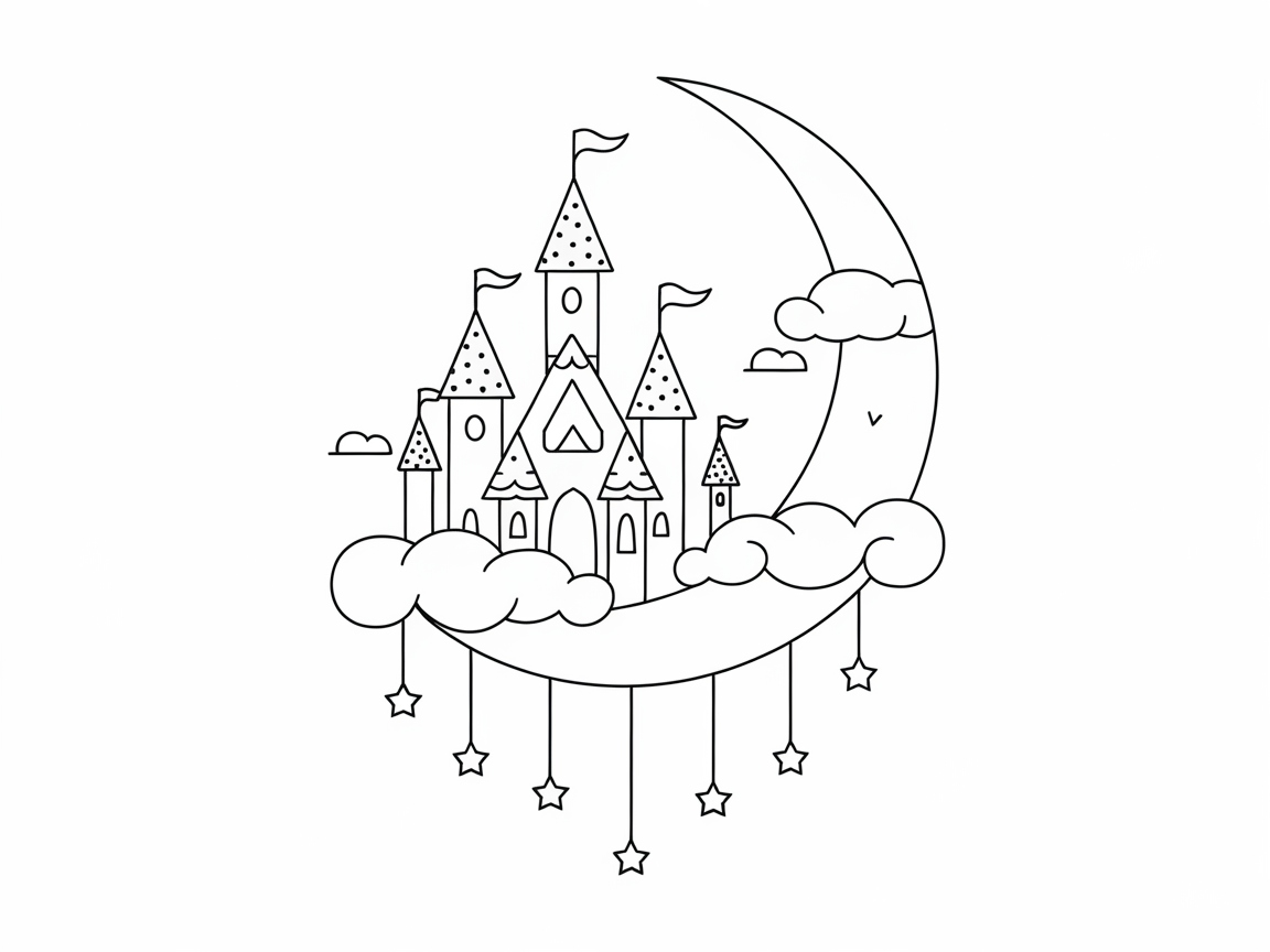 Magical Castle on a Crescent Moon