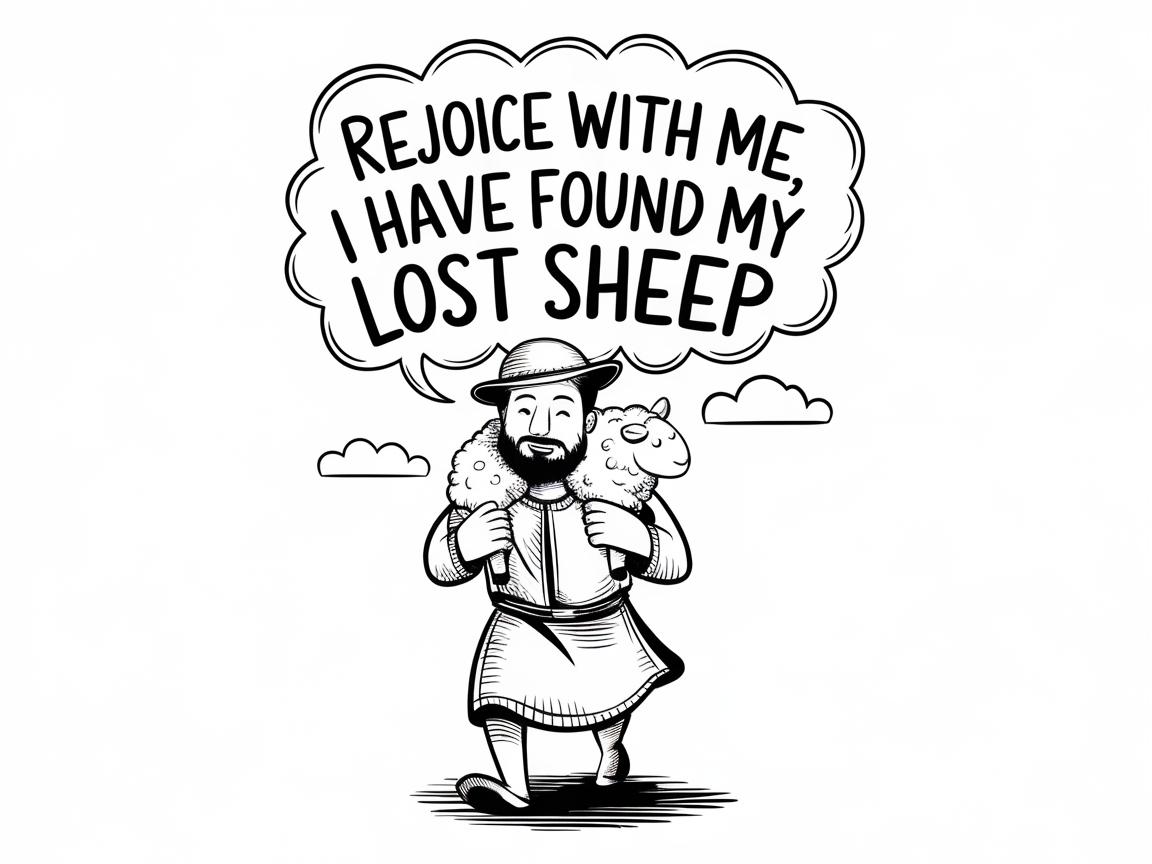 Rejoice with the Found Sheep: A Joyful Coloring Page