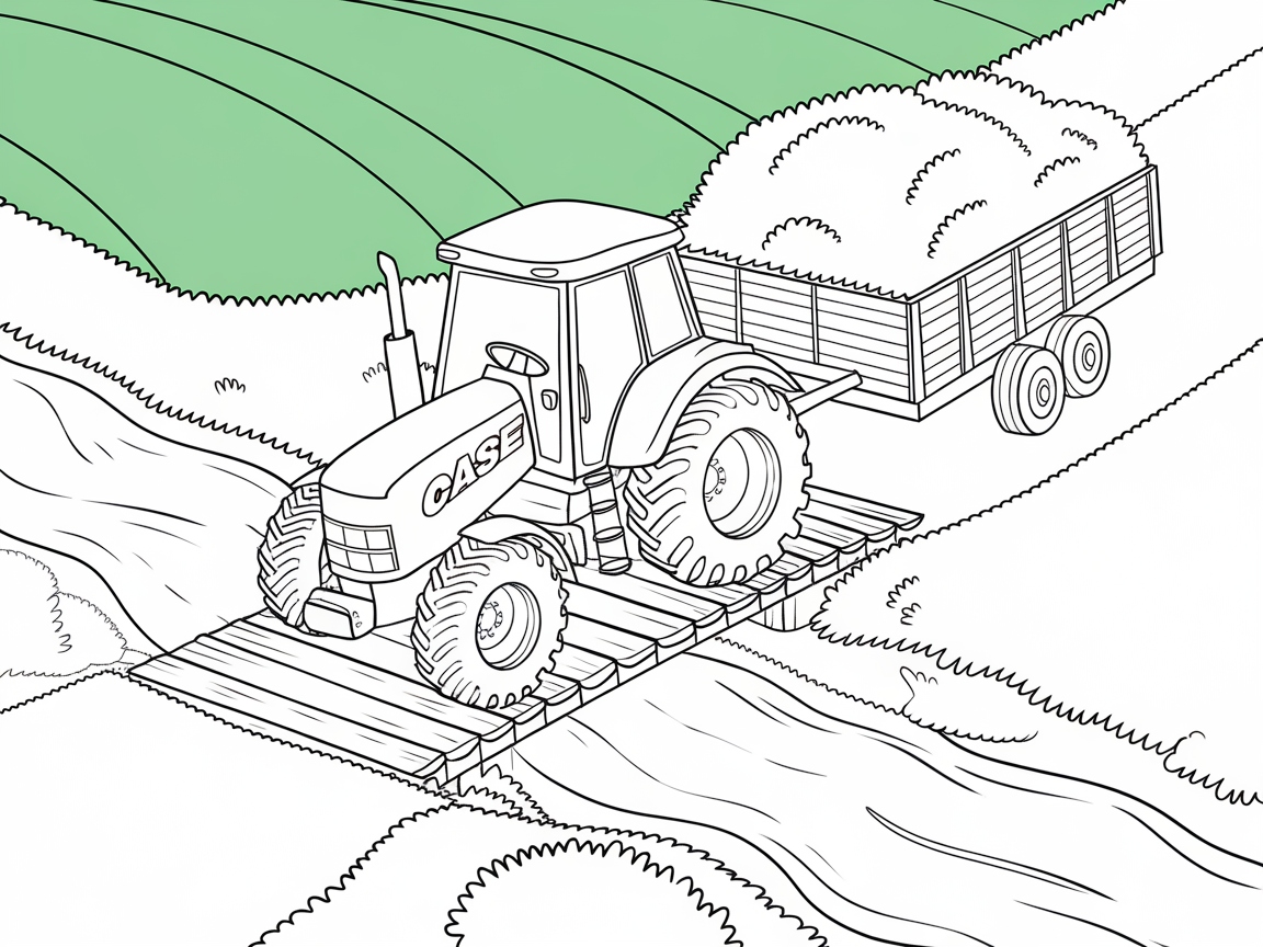 Cross the Bridge with This Case Tractor and Trailer Scene