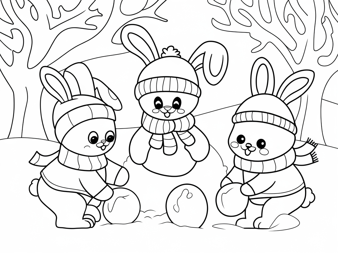 Snowy Bunny Fun in Winter Wonderland