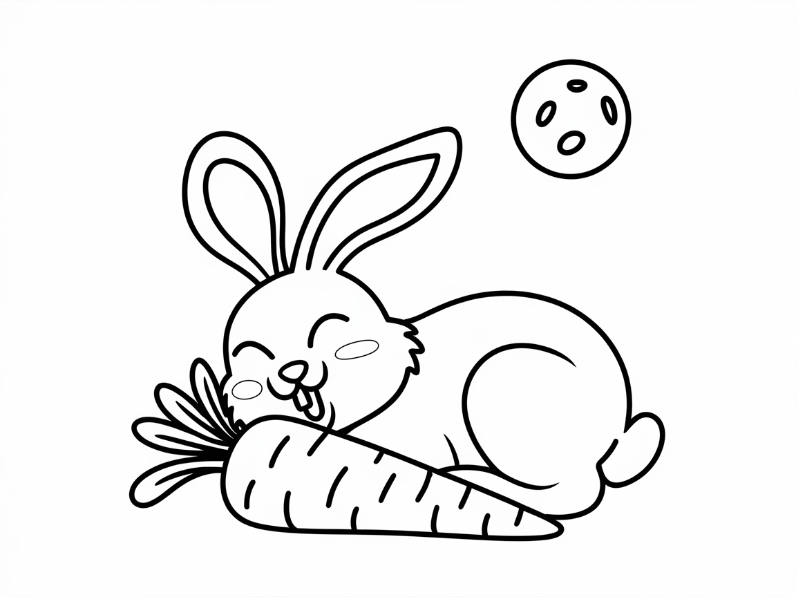 Cozy Bunny with Giant Carrot Under the Moon