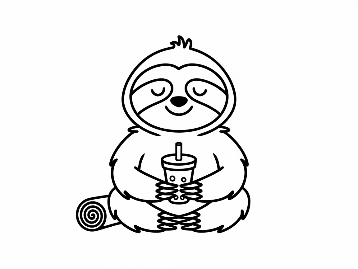Chill Out with This Relaxing Sloth and Boba Scene