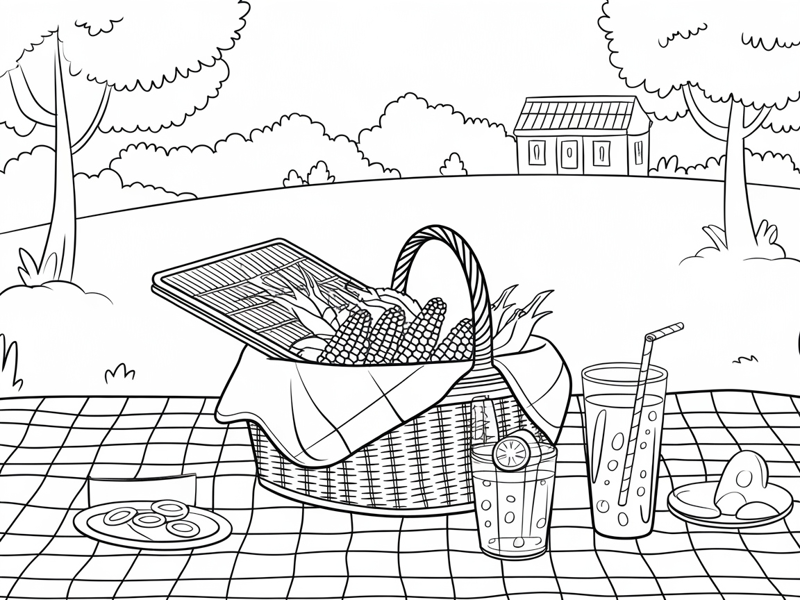Enjoy the Outdoors with This Picnic Basket Coloring Page