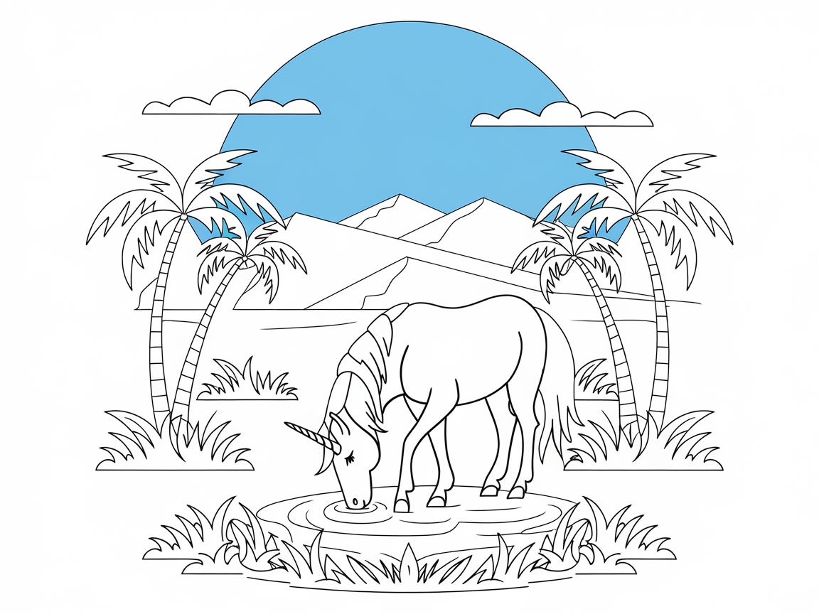 Serene Unicorn in a Tropical Oasis