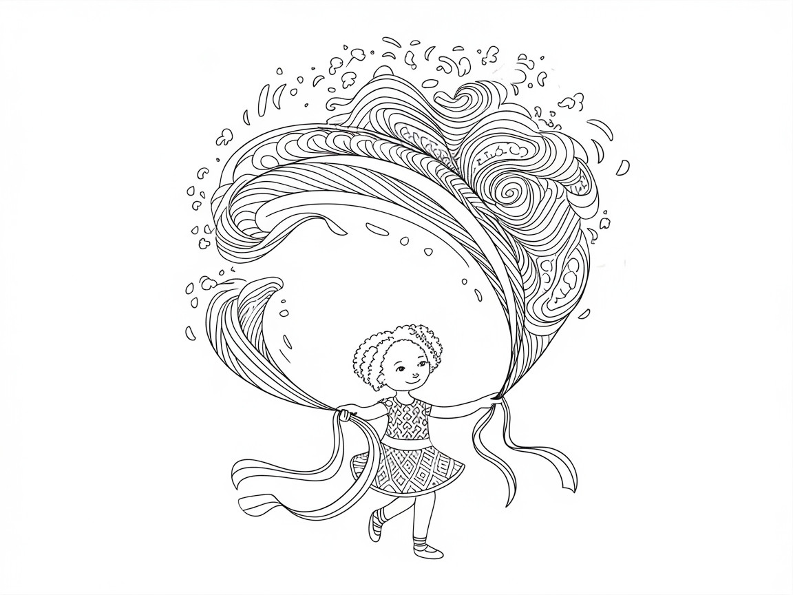 Joyful Dance Amidst Whirling Ribbons