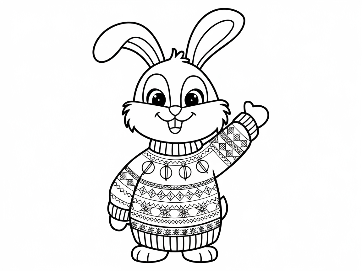 Adorable Bunny in a Festive Sweater