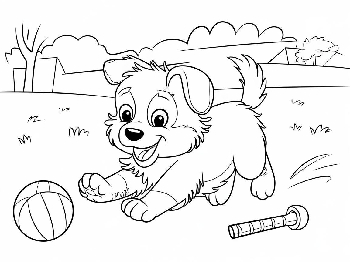 Playful Border Collie Pup with a Ball