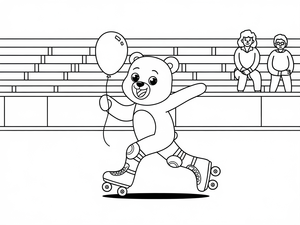 Roll with Joy on This Skating Bear Coloring Page