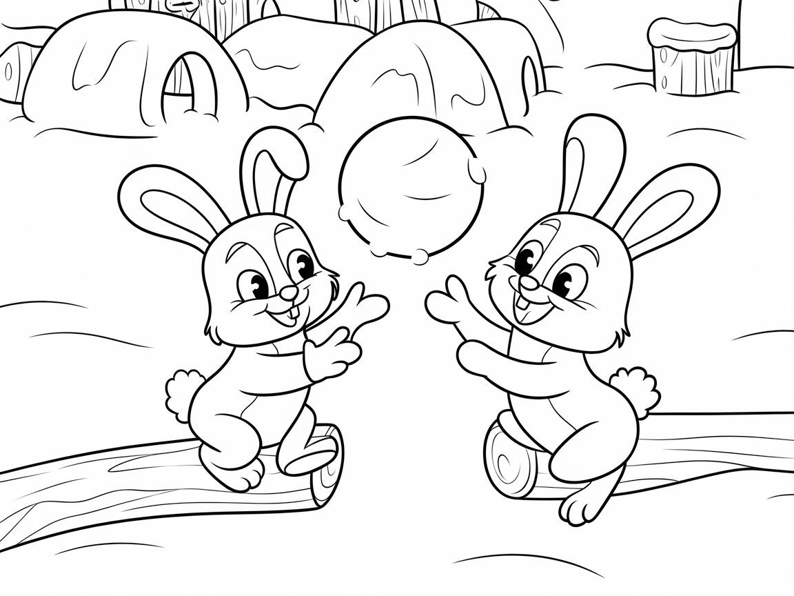 Playful Bunnies Enjoying a Snowy Day