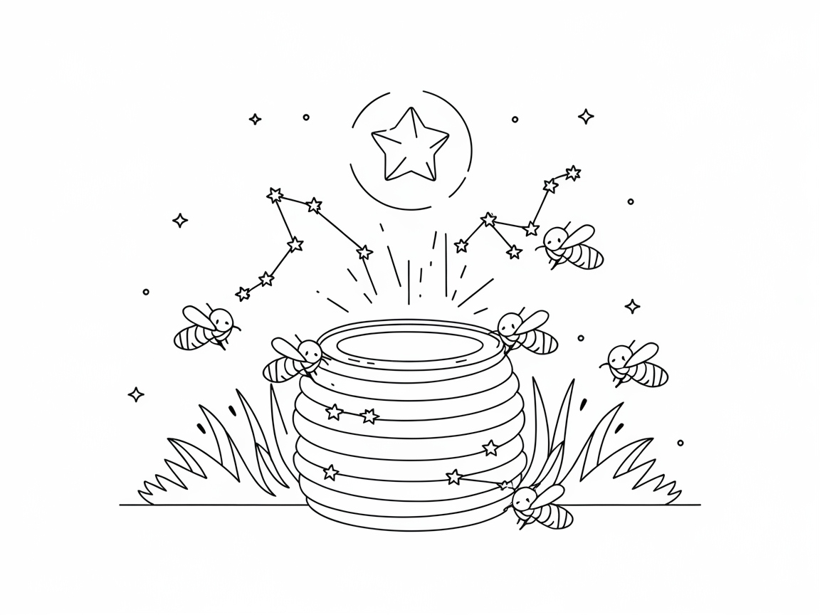 Celestial Bee Dance Around the Magical Hive
