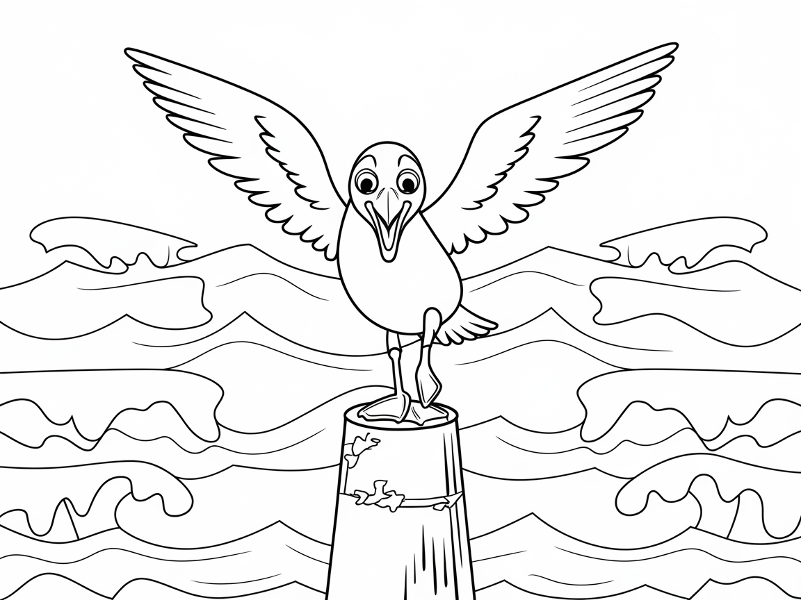 Join the Fun with This Cheerful Seagull on the Waves