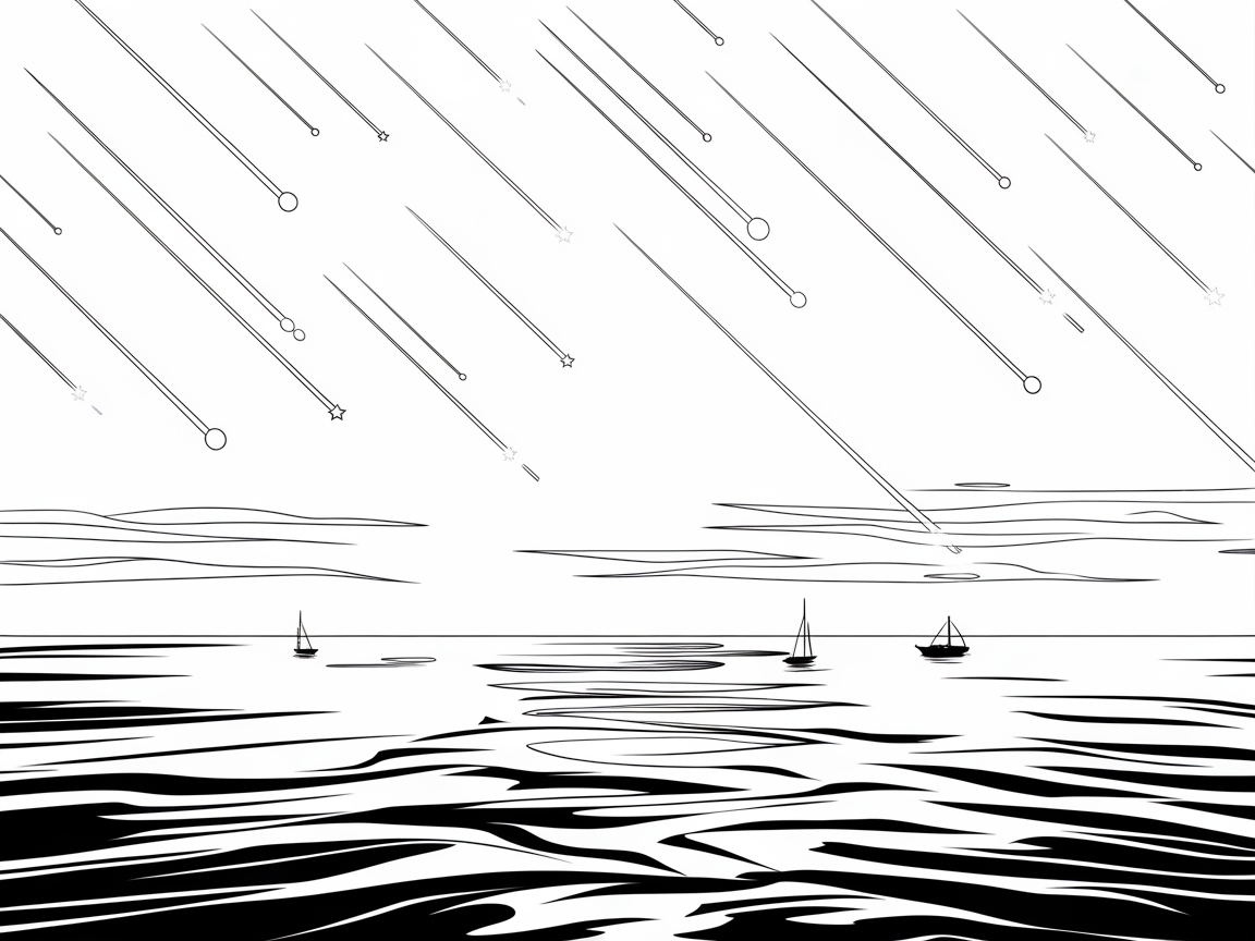 Meteor Shower Symphony Over the Sea