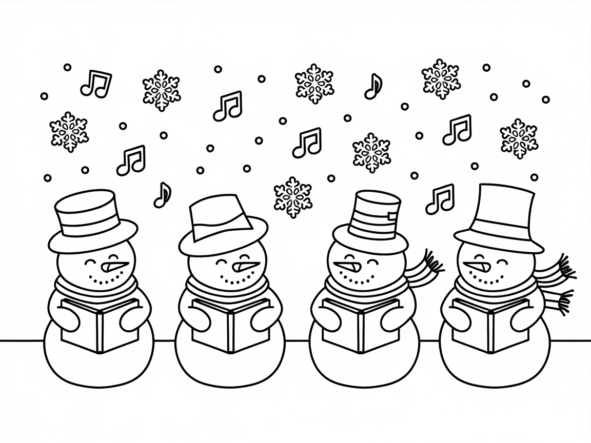 Festive Snowman Choir Under Snowflake Serenade