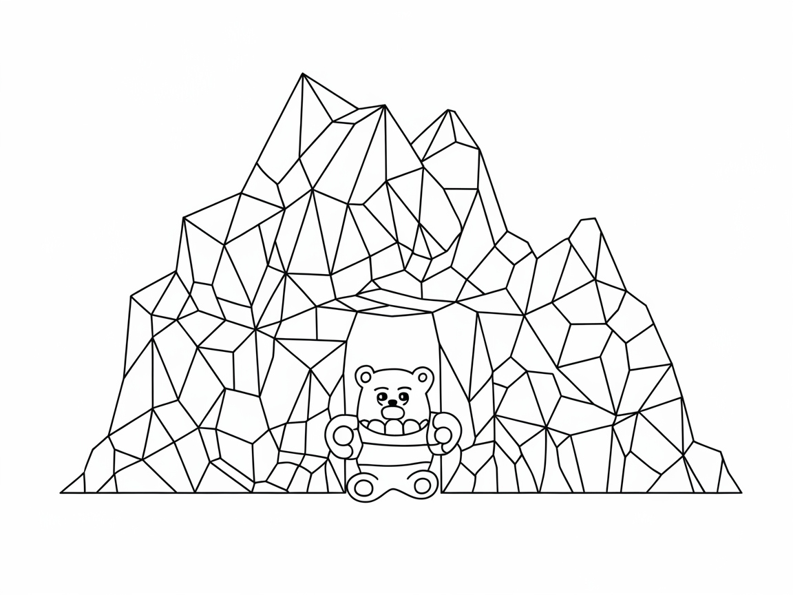 Geometric Gummy Bear Cave Coloring Page