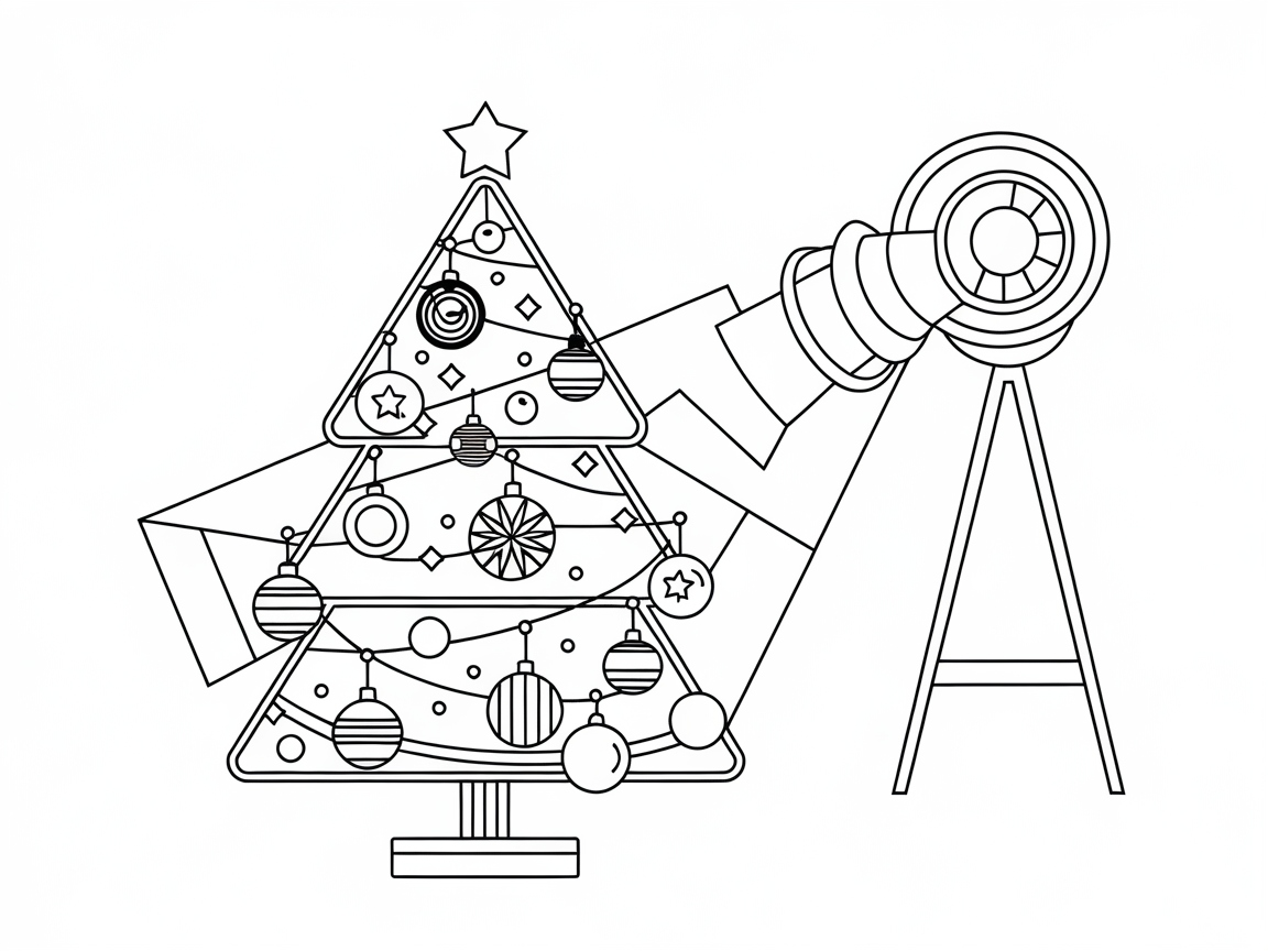 Stargazing Christmas Tree With a Telescope