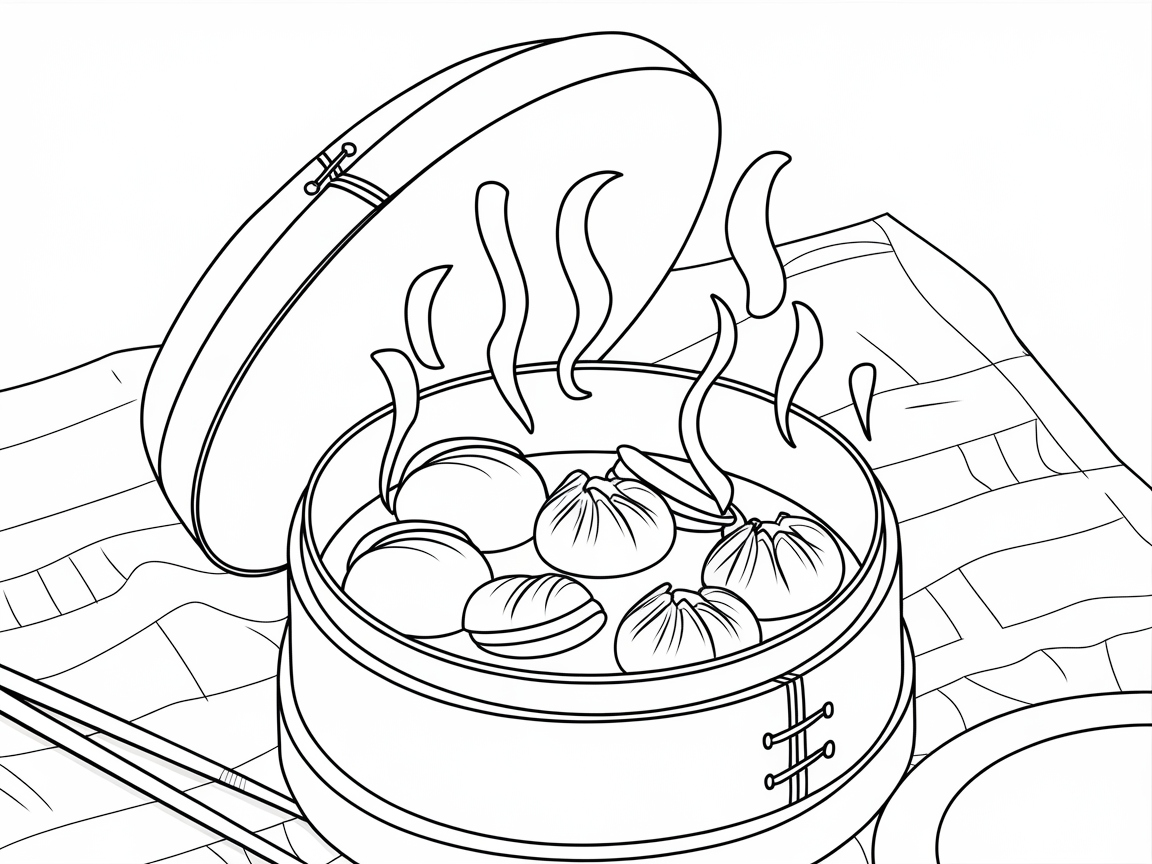 Delightful Dim Sum Coloring Page