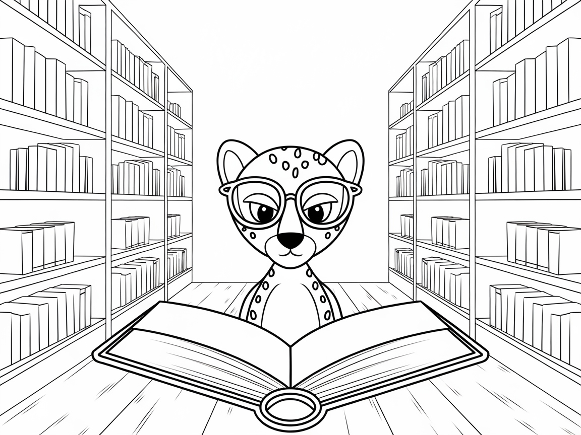 Bookish Cheetah in the Library Adventure