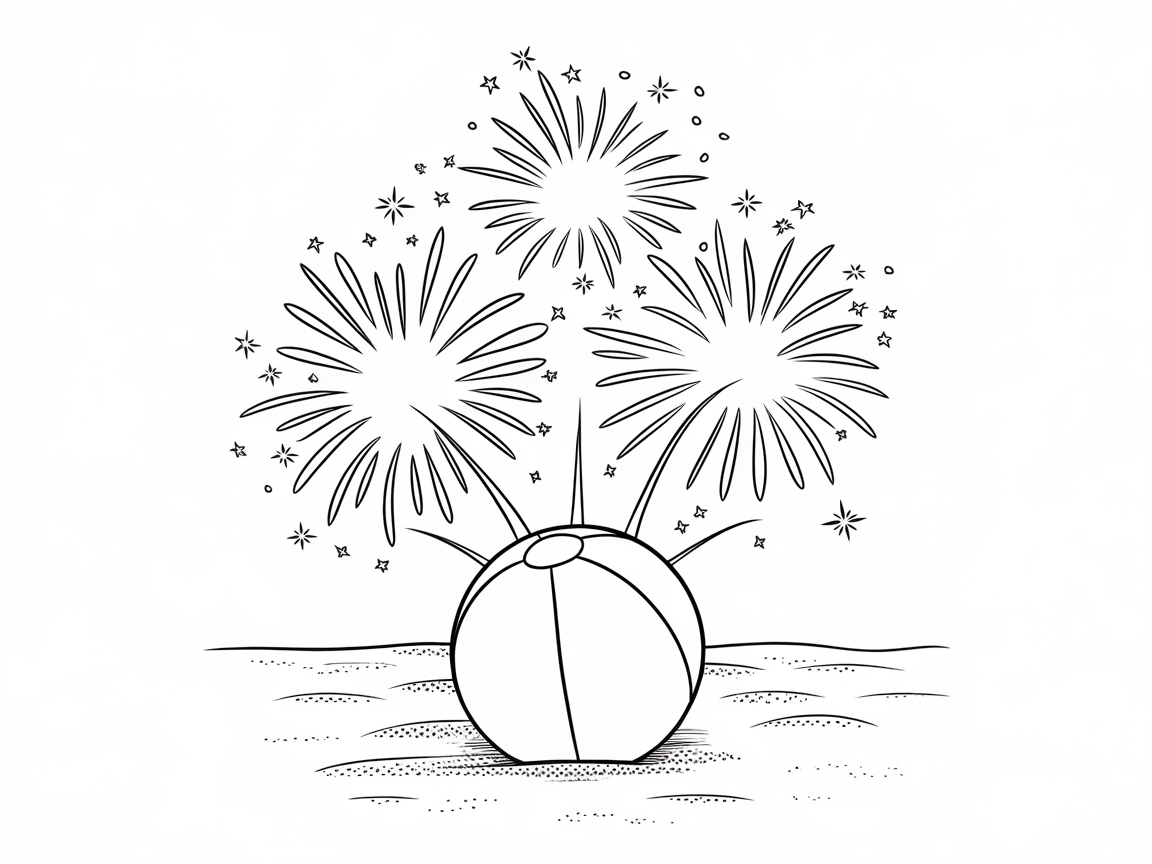 Sparkling Fireworks Beach Ball Extravaganza