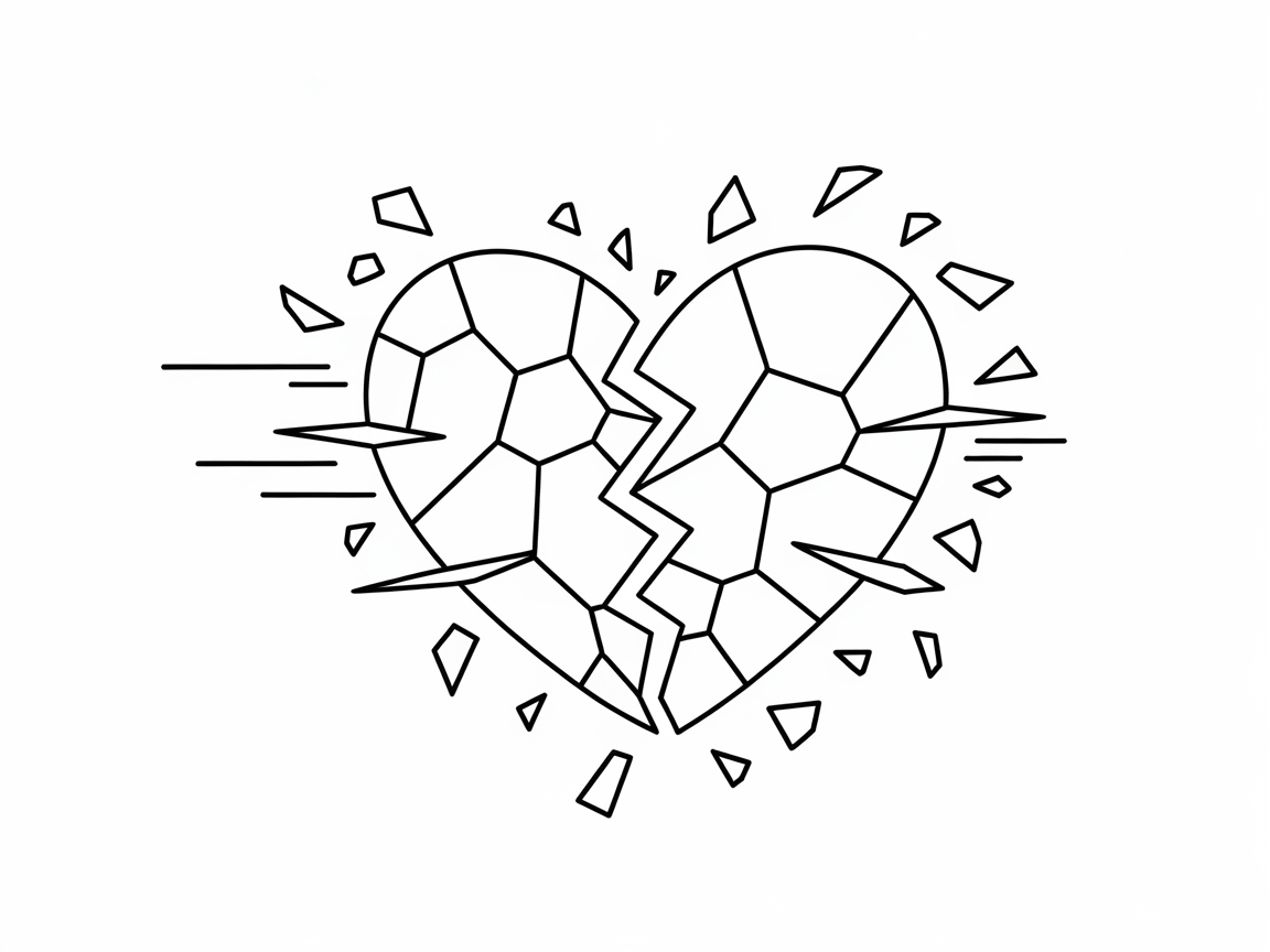 Mosaic Heart Shattering Coloring Page