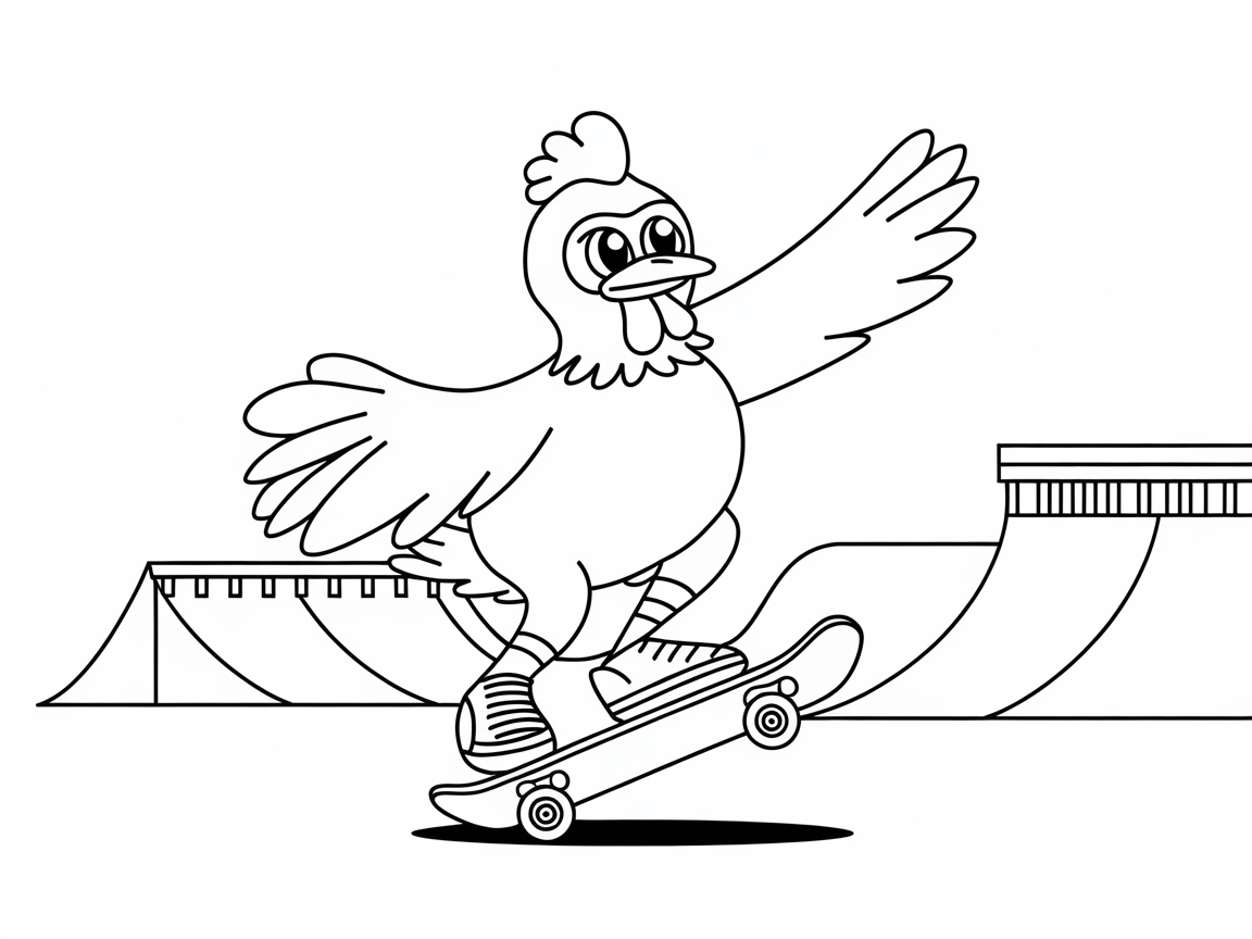 Skateboarding Chicken with a Dash of Fun