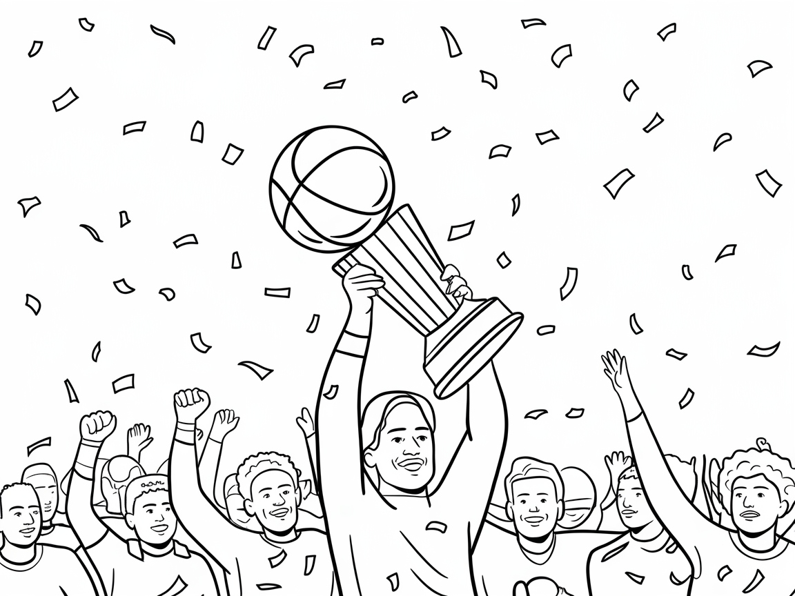 Celebrate Victory with This Basketball Champion Coloring Page