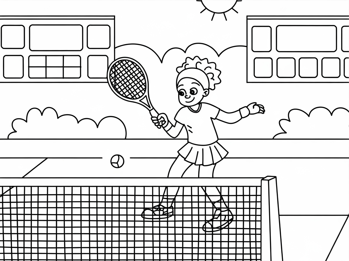 Serve Up Inspiration with This Young Tennis Star Coloring Page