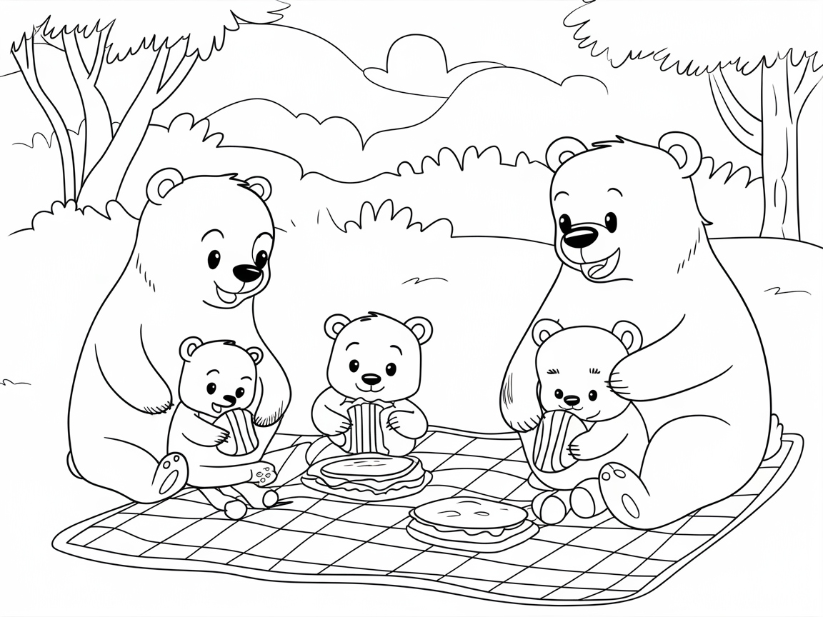 Adorable Bear Family Picnic Adventure