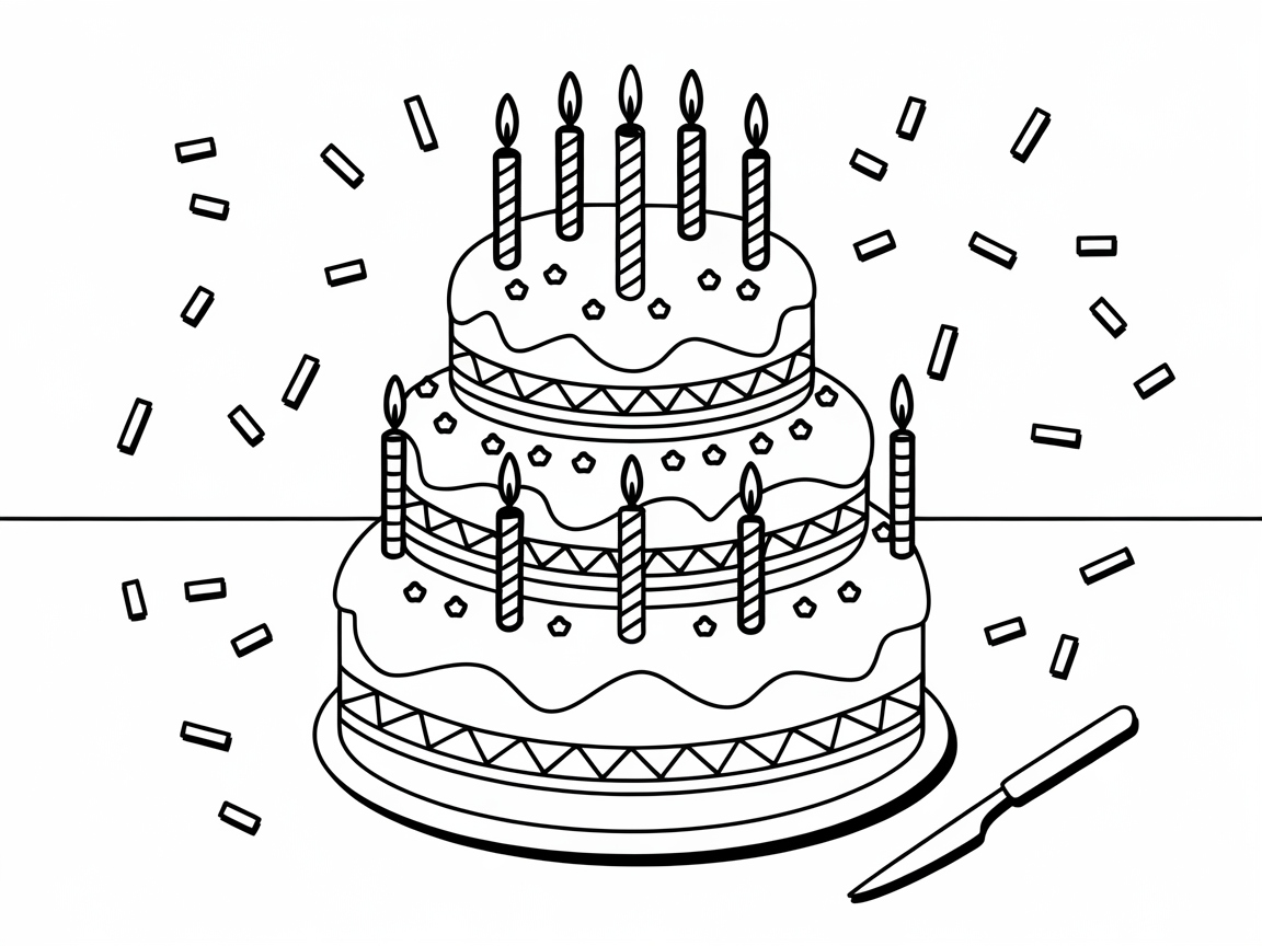 Decorate This Festive Birthday Cake Coloring Page
