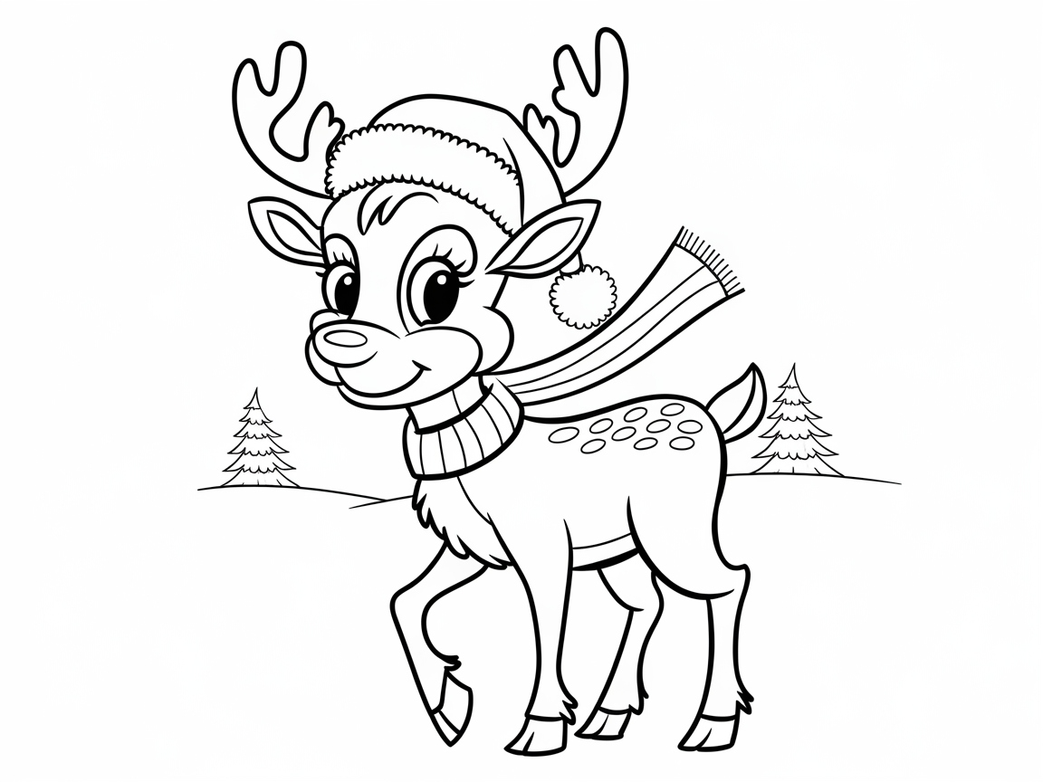 Playful Reindeer with a Winter Scarf