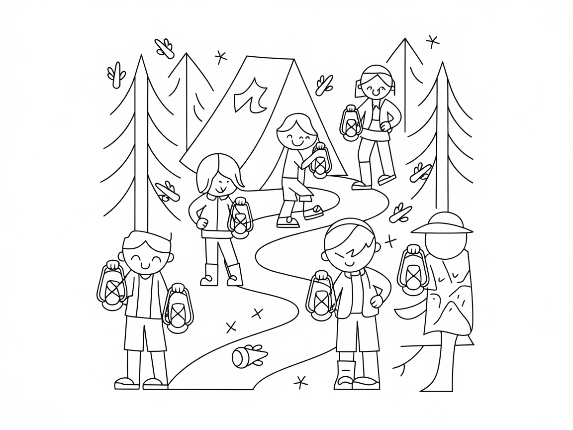 Lantern Lit Adventure: Kids Exploring the Campsite