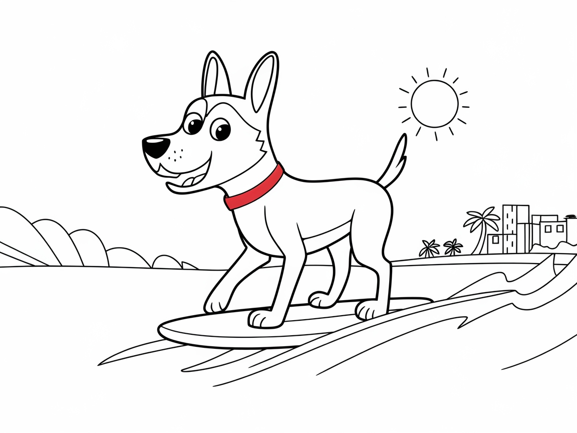 Surfing Belgian Malinois Riding the Waves