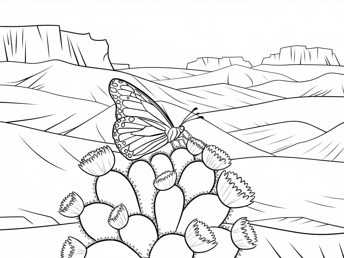Desert Butterfly on a Cactus Adventure