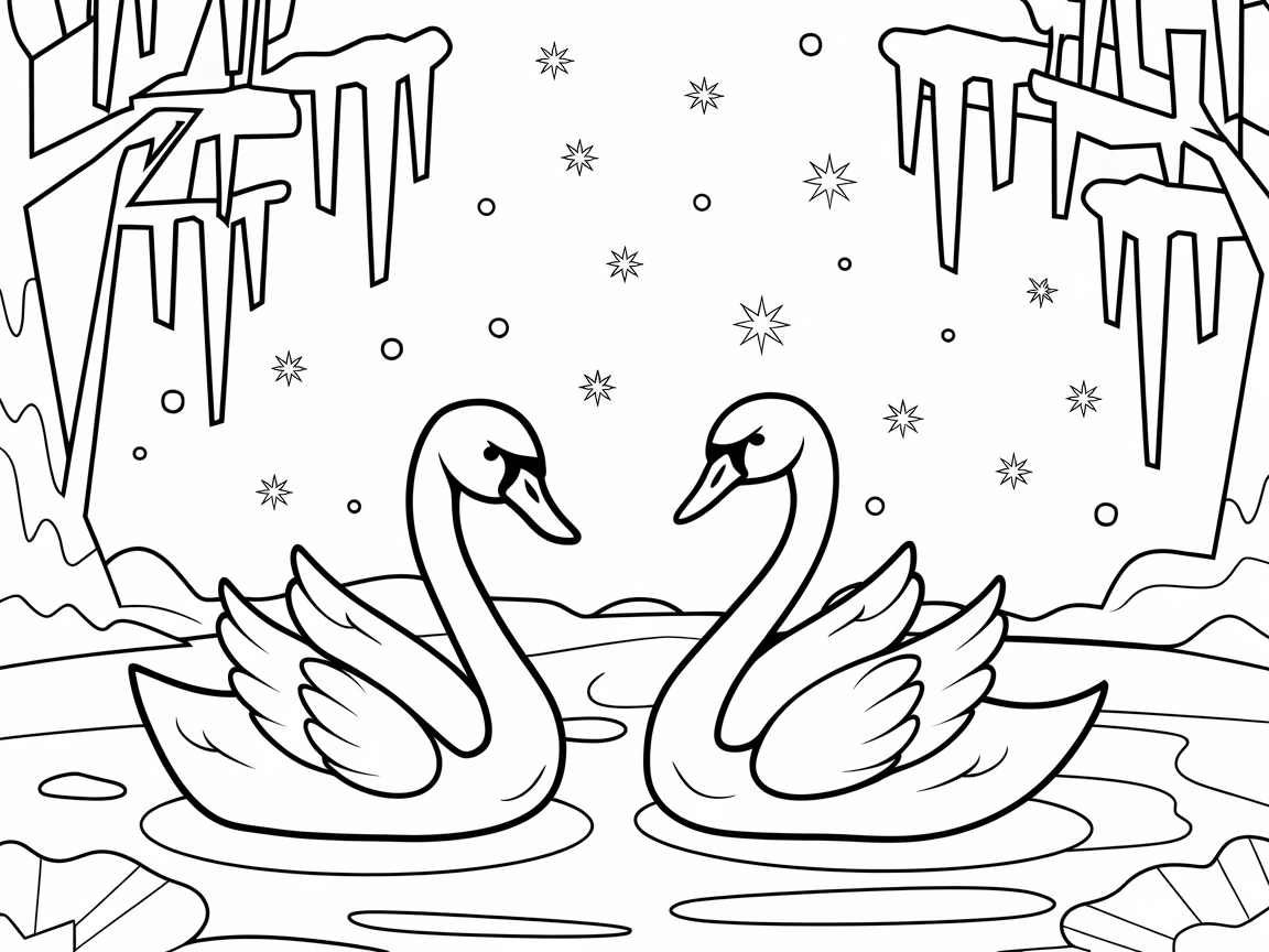 Elegance on Ice: Swans in a Winter Wonderland