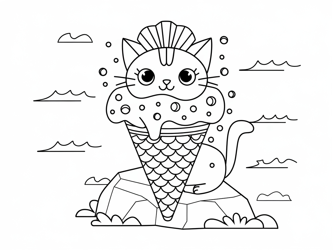 Seaside Cat in an Ice Cream Cone Adventure