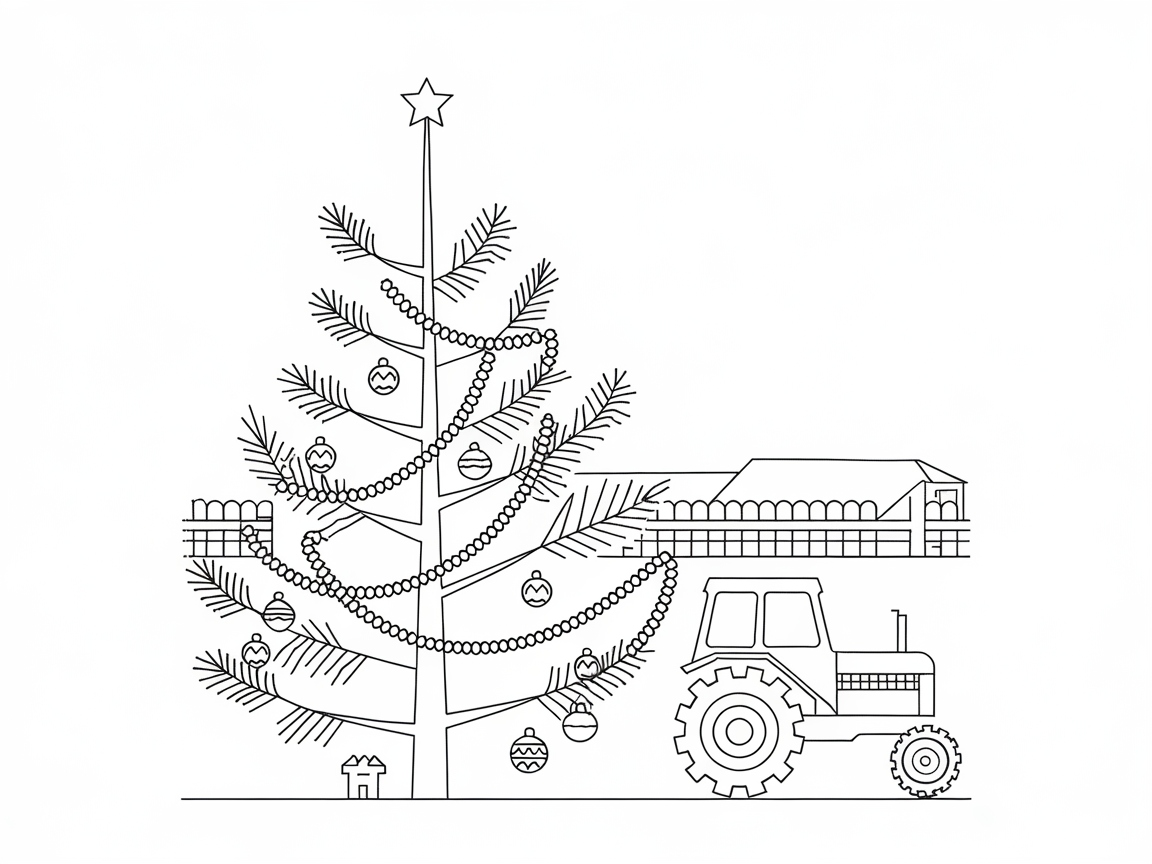 Rustic Farmyard Christmas Tree with Tractor