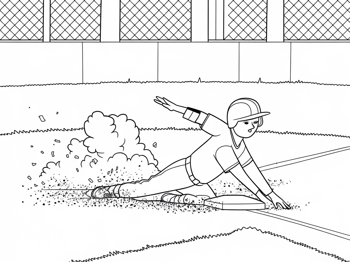 Slide into Home with This Action-Packed Baseball Coloring Page
