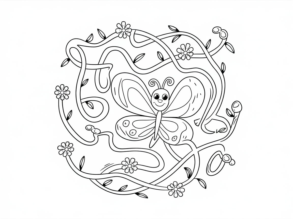 Playful Butterfly Among Twisting Vines